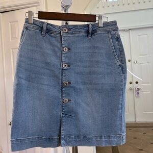 Tribal Denim Skirt Size 4 | Button Front “Sweet Blue” Jean Skirt | NWT